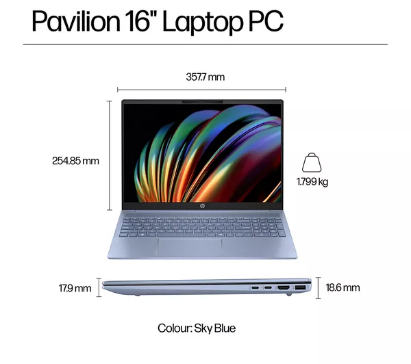 HP Pavilion 16-af0505sa 16 Laptop - Intel® Core™ Ultra 5 512 GB SSD Sky Blue