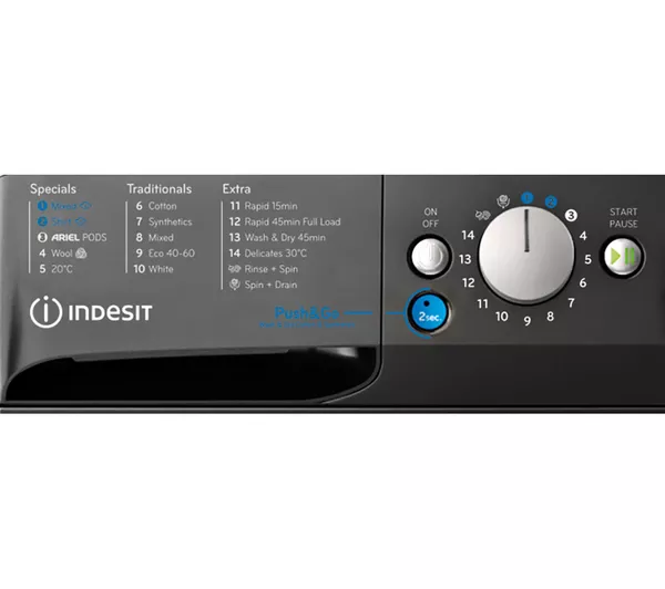 INDESIT Innex Steam Push&Go BDE 96436 KV UK 9 kg Washer Dryer - Black
