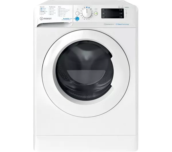 INDESIT Steam Push&Go BDE 96436 WV UK 9 kg Washer Dryer - White