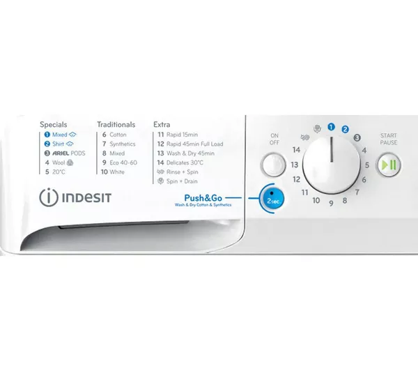 INDESIT Steam Push&Go BDE 96436 WV UK 9 kg Washer Dryer - White