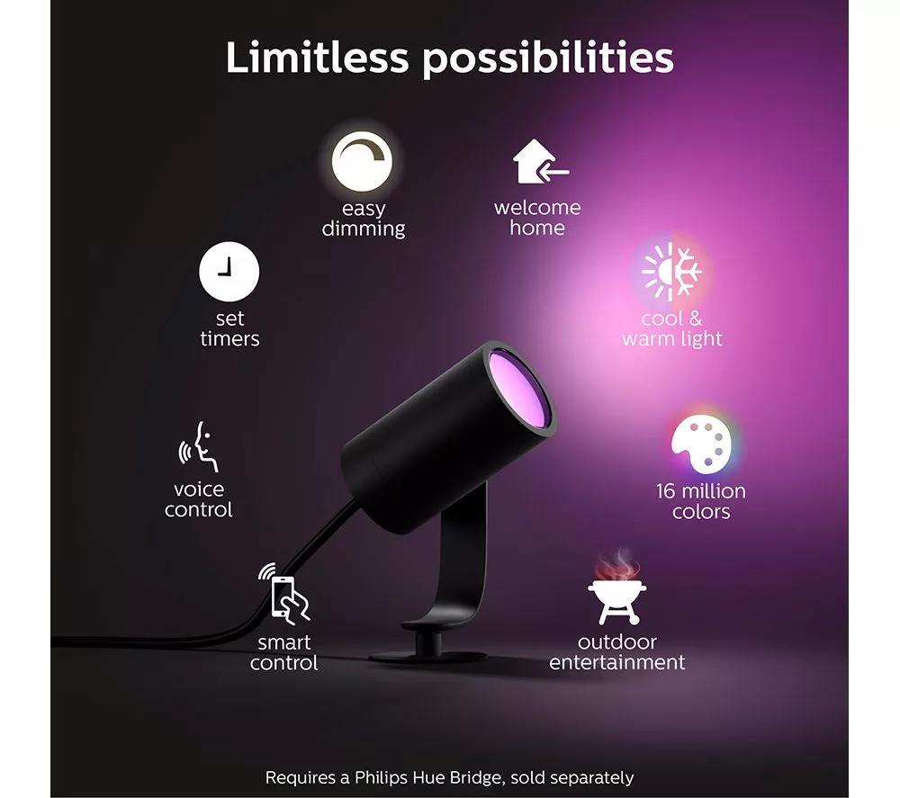 PHILIPS HUE Lily White & Colour Ambiance LED Smart Outdoor Spotlight - Triple Pack