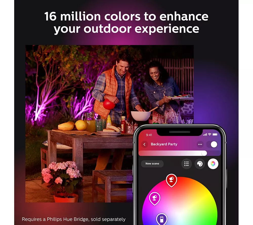 PHILIPS HUE Lily White & Colour Ambiance LED Smart Outdoor Spotlight - Triple Pack