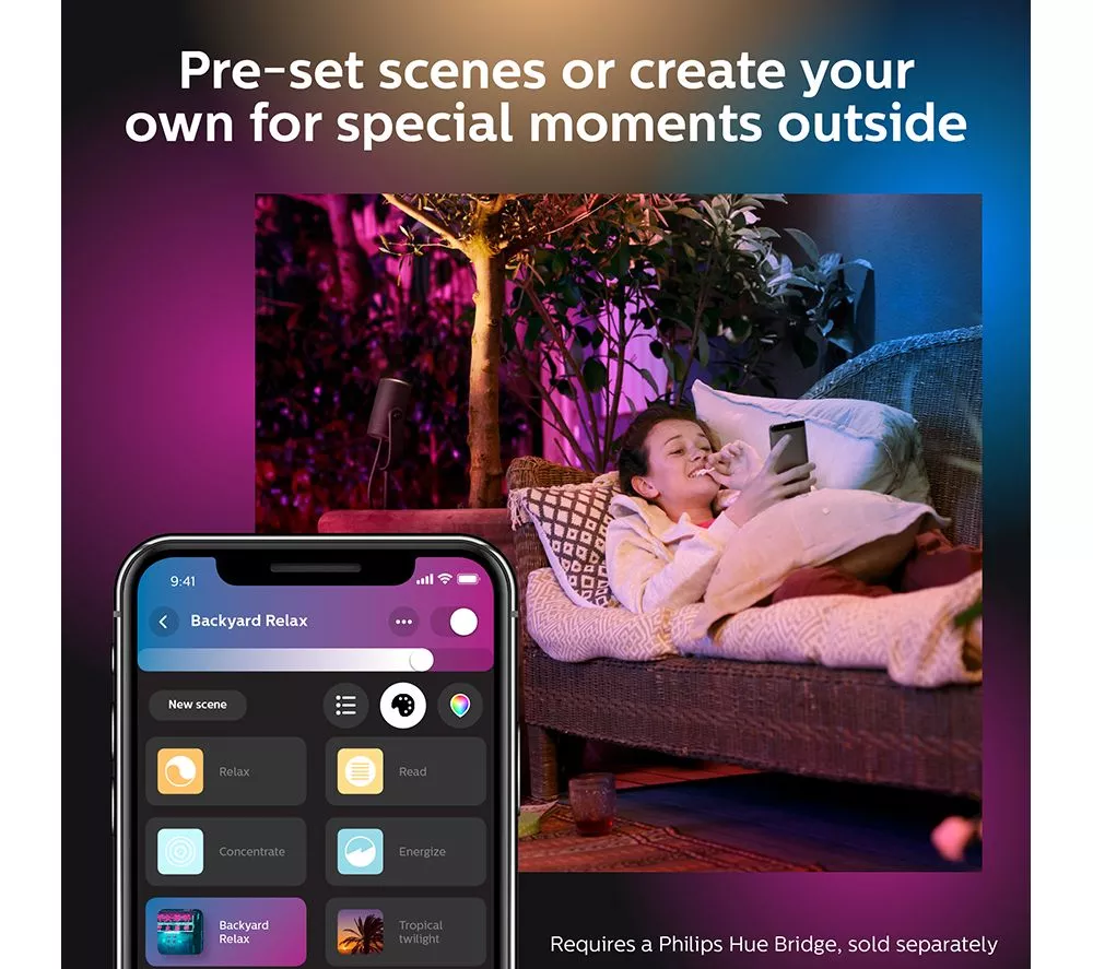 PHILIPS HUE Lily White & Colour Ambiance LED Smart Outdoor Spotlight - Triple Pack