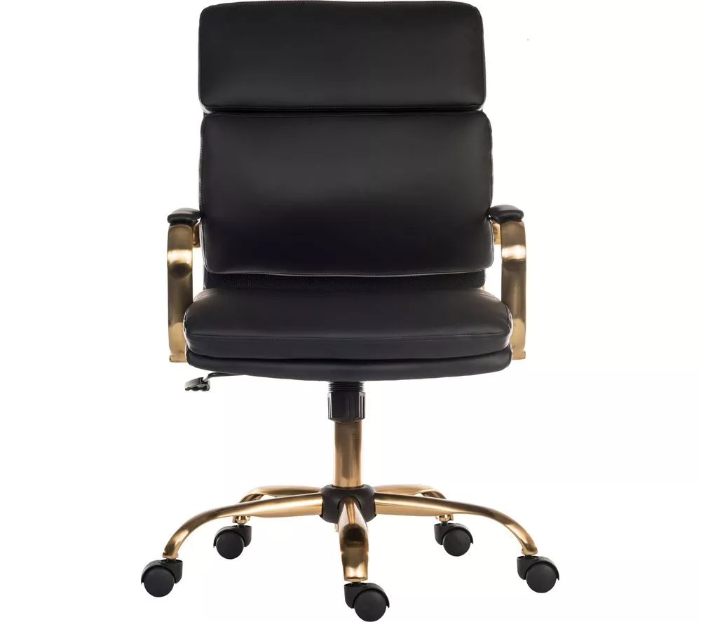 TEKNIK Vintage Faux-Leather Tilting Executive Chair - Black & Brass