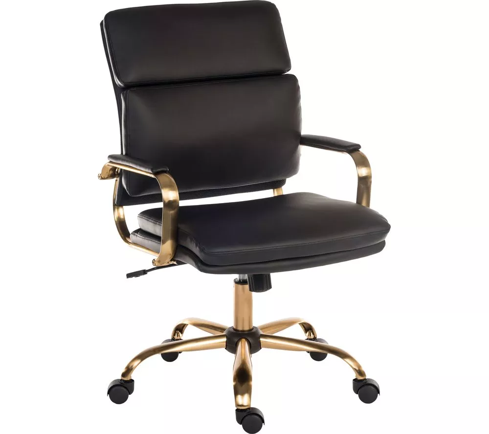 TEKNIK Vintage Faux-Leather Tilting Executive Chair - Black & Brass
