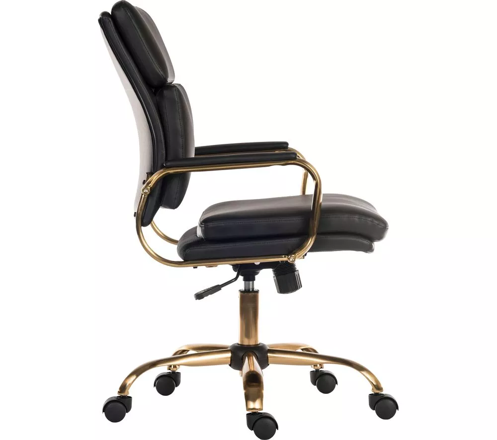 TEKNIK Vintage Faux-Leather Tilting Executive Chair - Black & Brass