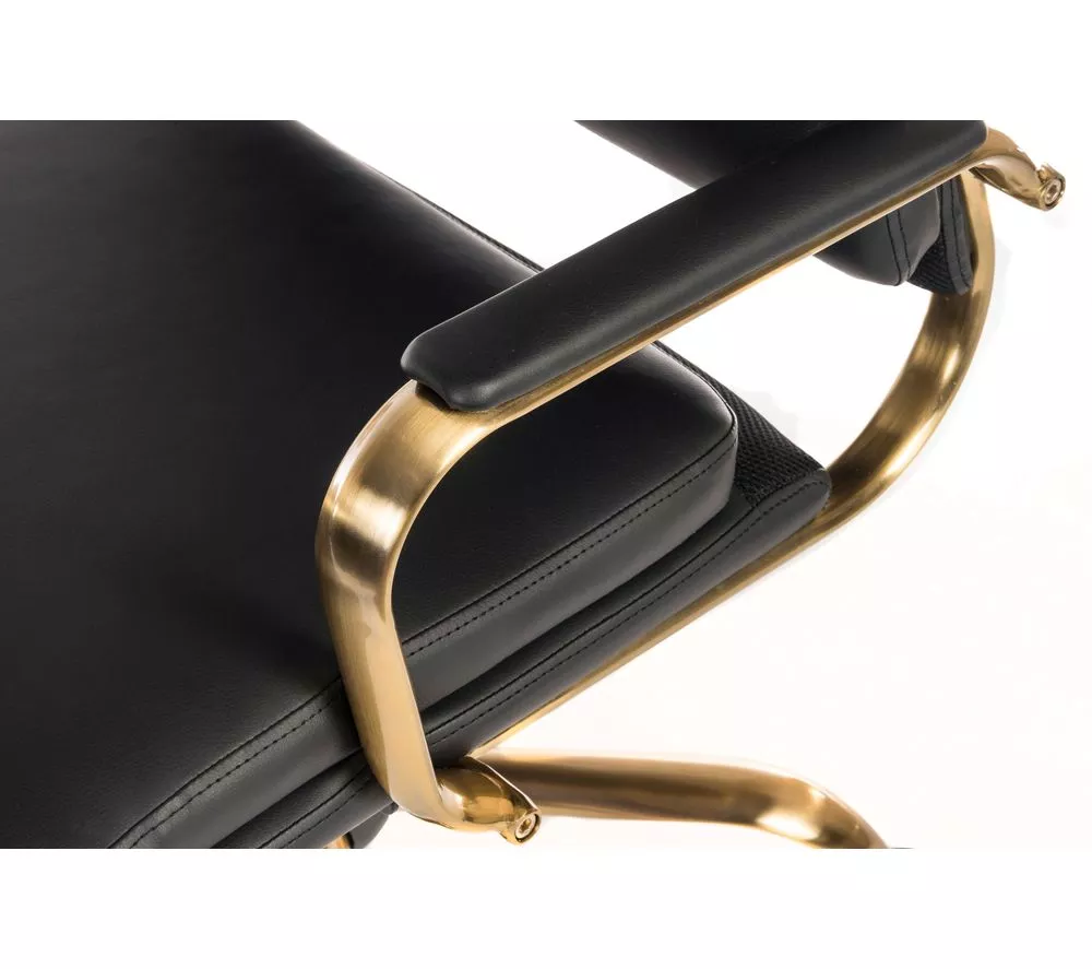TEKNIK Vintage Faux-Leather Tilting Executive Chair - Black & Brass