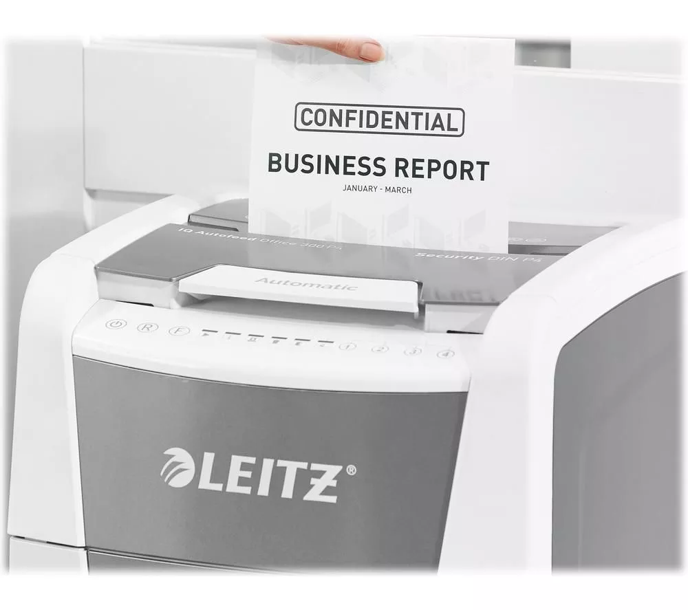 LEITZ IQ AutoFeed Office 300 P4 Cross Cut Paper Shredder