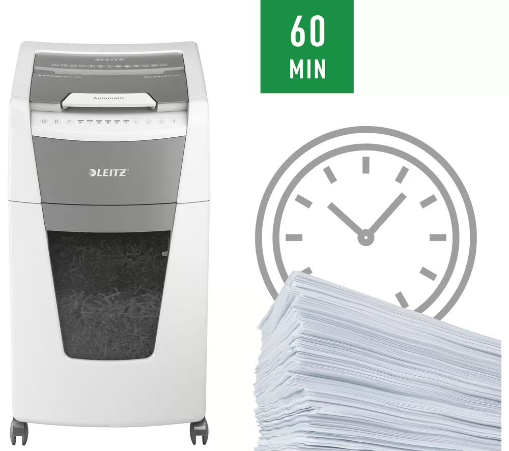 LEITZ IQ AutoFeed Office 300 P4 Cross Cut Paper Shredder