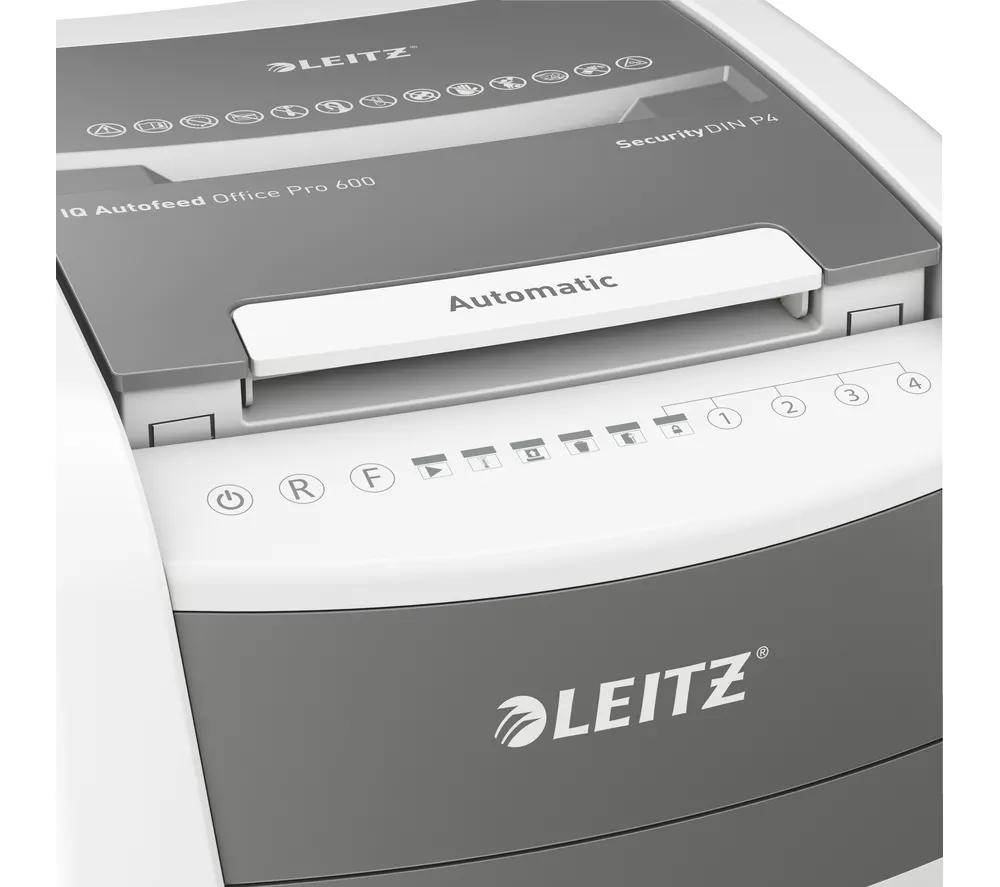 LEITZ IQ AutoFeed Office Pro 600 P4 Cross Cut Paper Shredder
