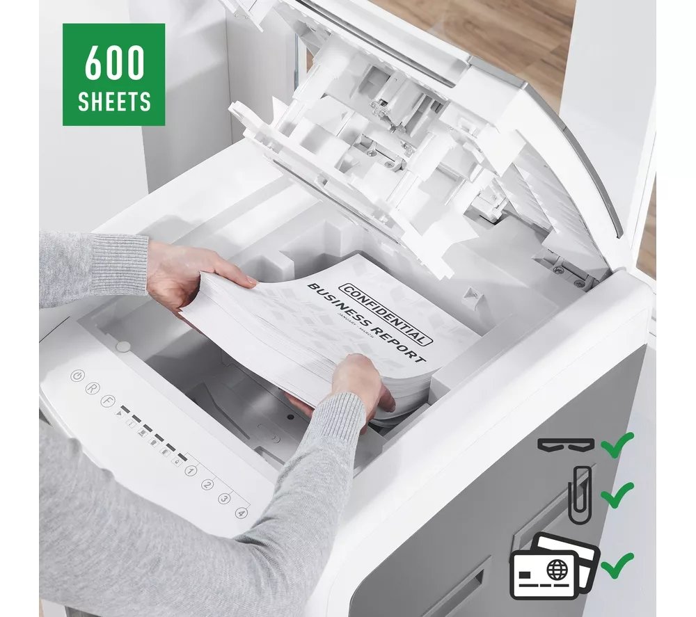 LEITZ IQ AutoFeed Office Pro 600 P4 Cross Cut Paper Shredder
