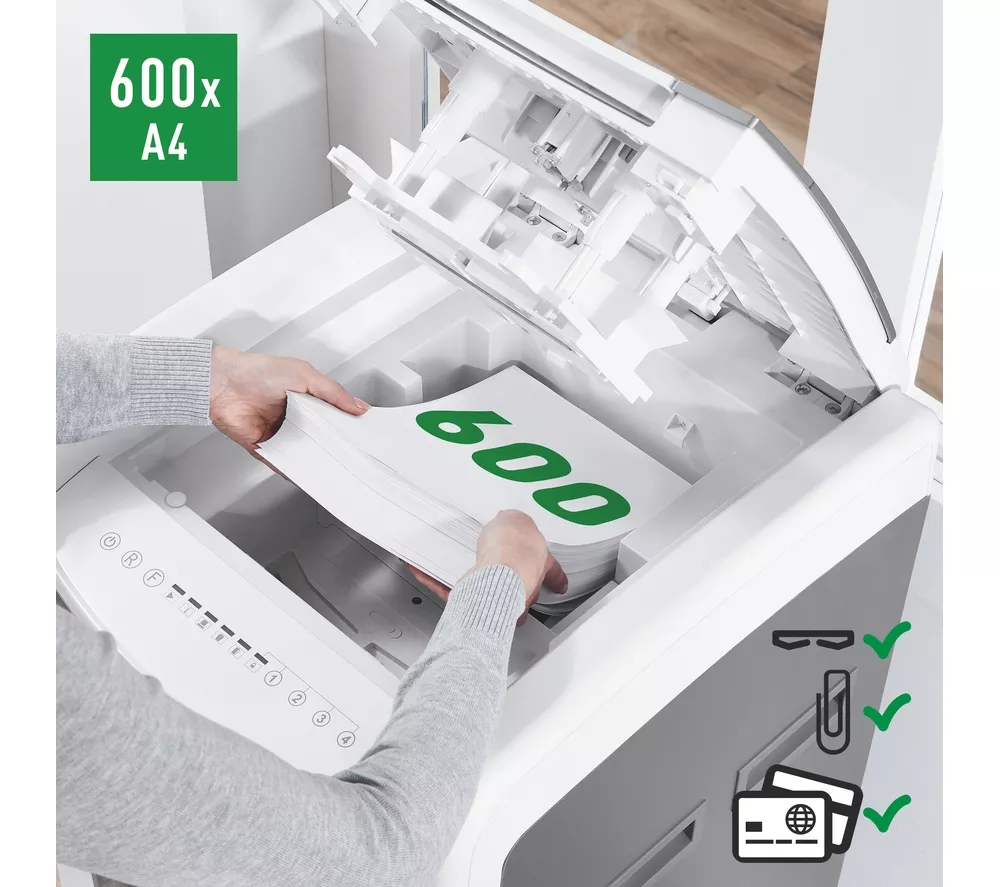LEITZ IQ AutoFeed Office Pro 600 P4 Cross Cut Paper Shredder