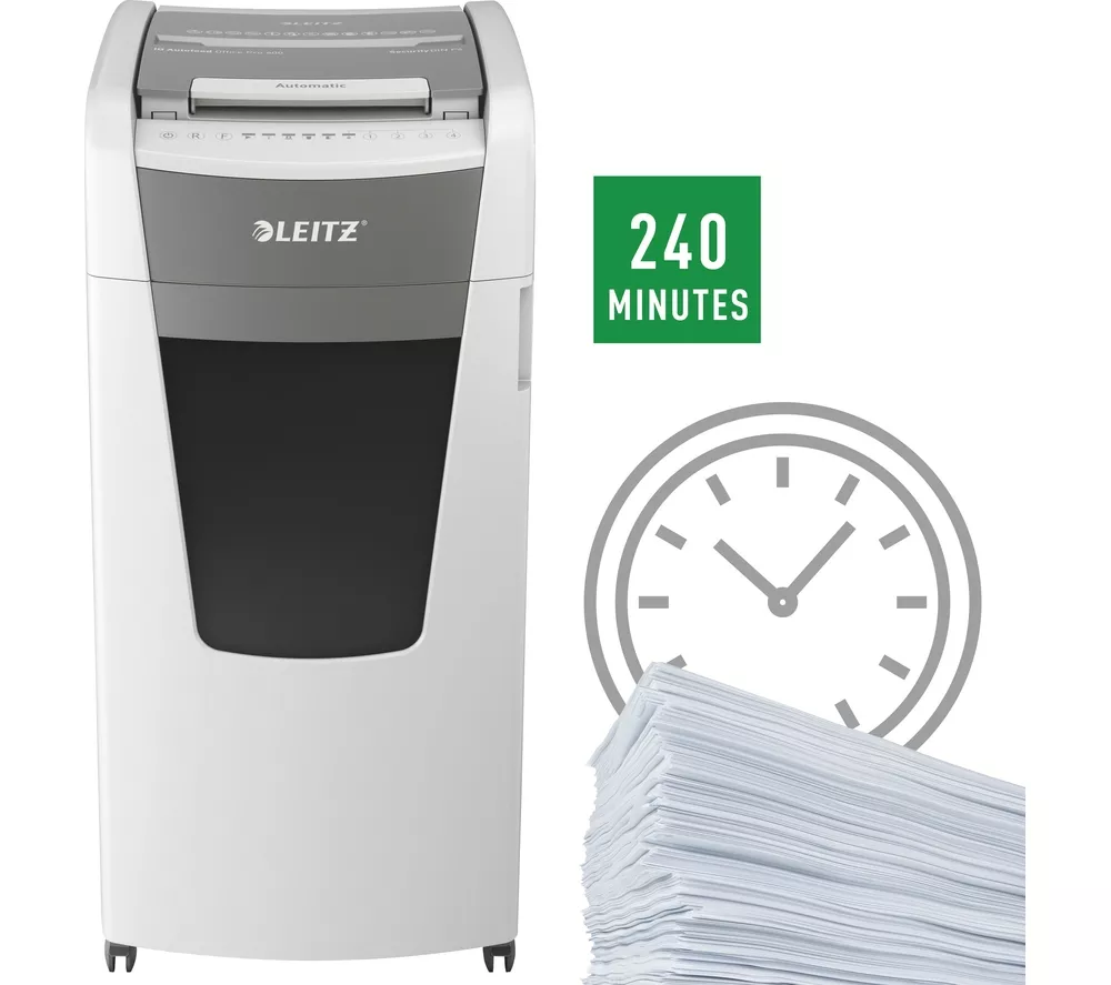 LEITZ IQ AutoFeed Office Pro 600 P4 Cross Cut Paper Shredder