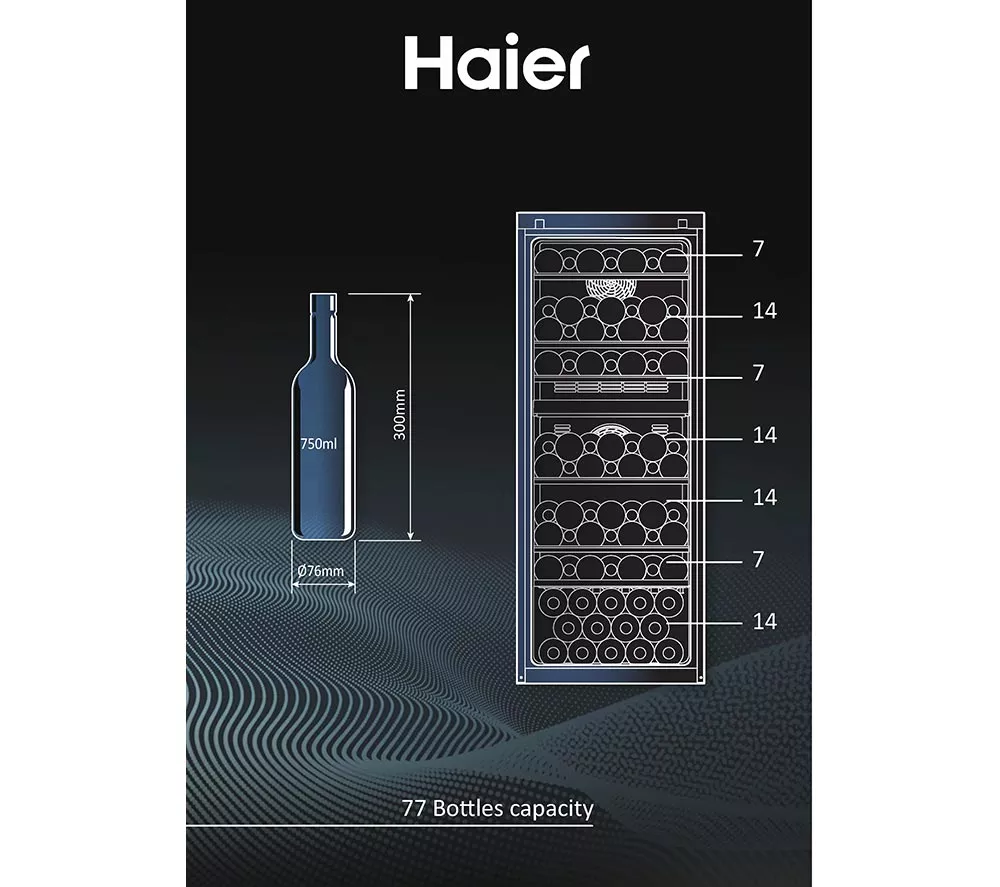 HAIER HWS77GDAU1 Dual Zone Wine Cooler - Black