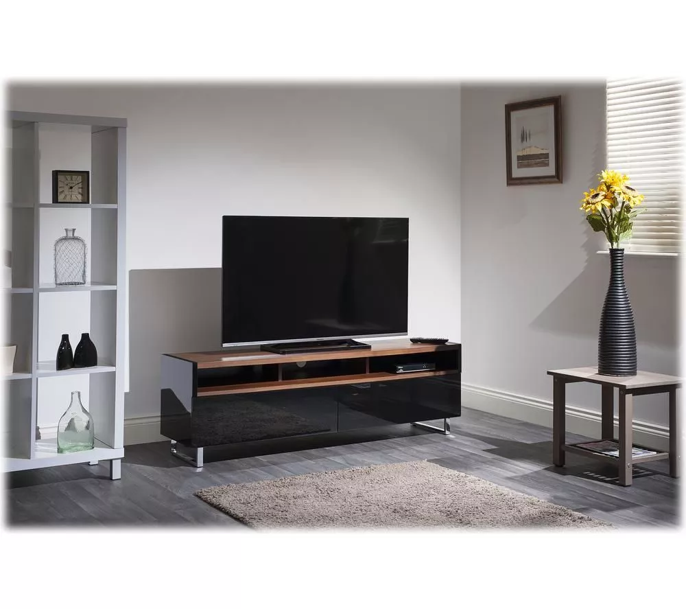 AVF Panorama Plus PM160WBX 1600 mm TV Stand – Black & Walnut