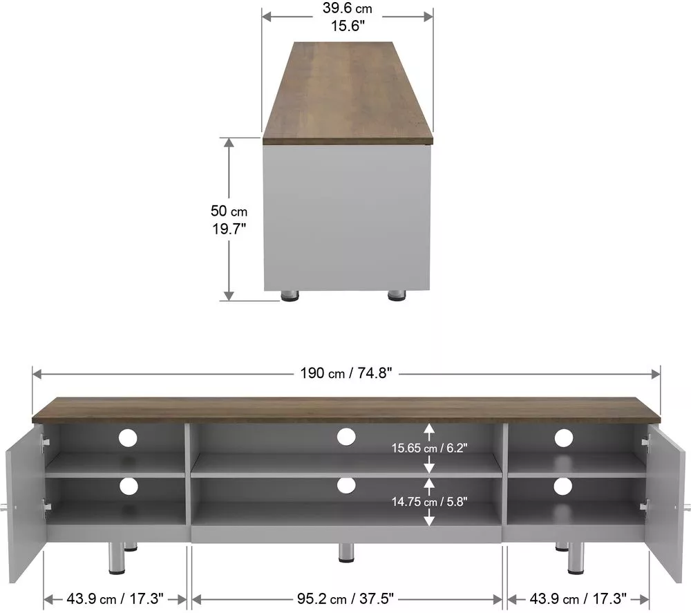 AVF Whitesands FS1900WSSG 1900 mm TV Stand - Grey & Rustic Wood