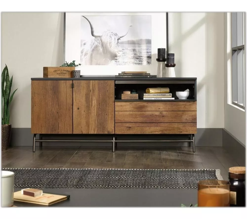 TEKNIK Boulevard Cafe 1525 mm TV Stand - Vintage Oak & Black