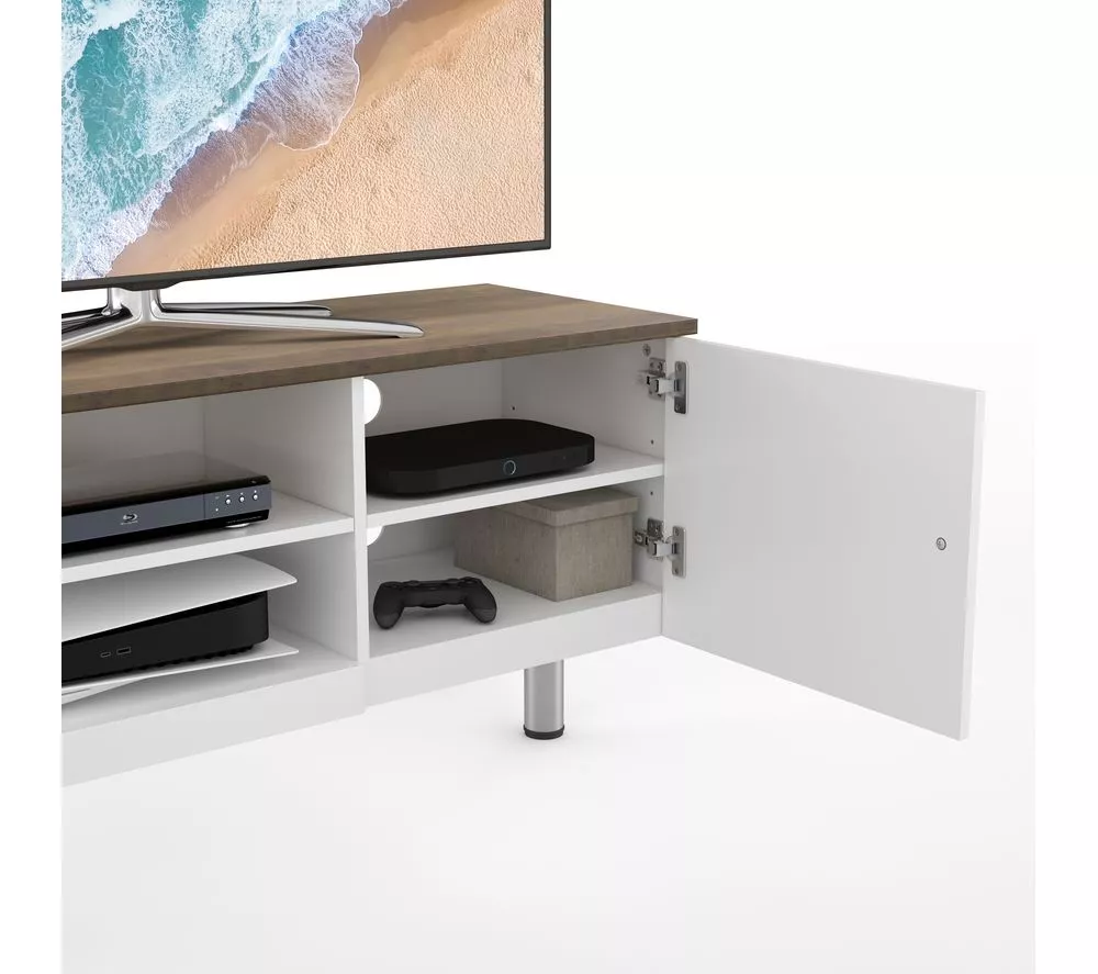 AVF Whitesands 1900 mm TV Stand for up to 85" TVs - White & Rustic Wood