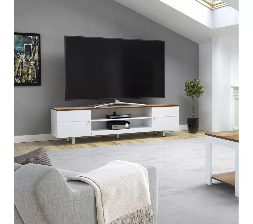 AVF Whitesands 1900 mm TV Stand for up to 85" TVs - White & Rustic Wood