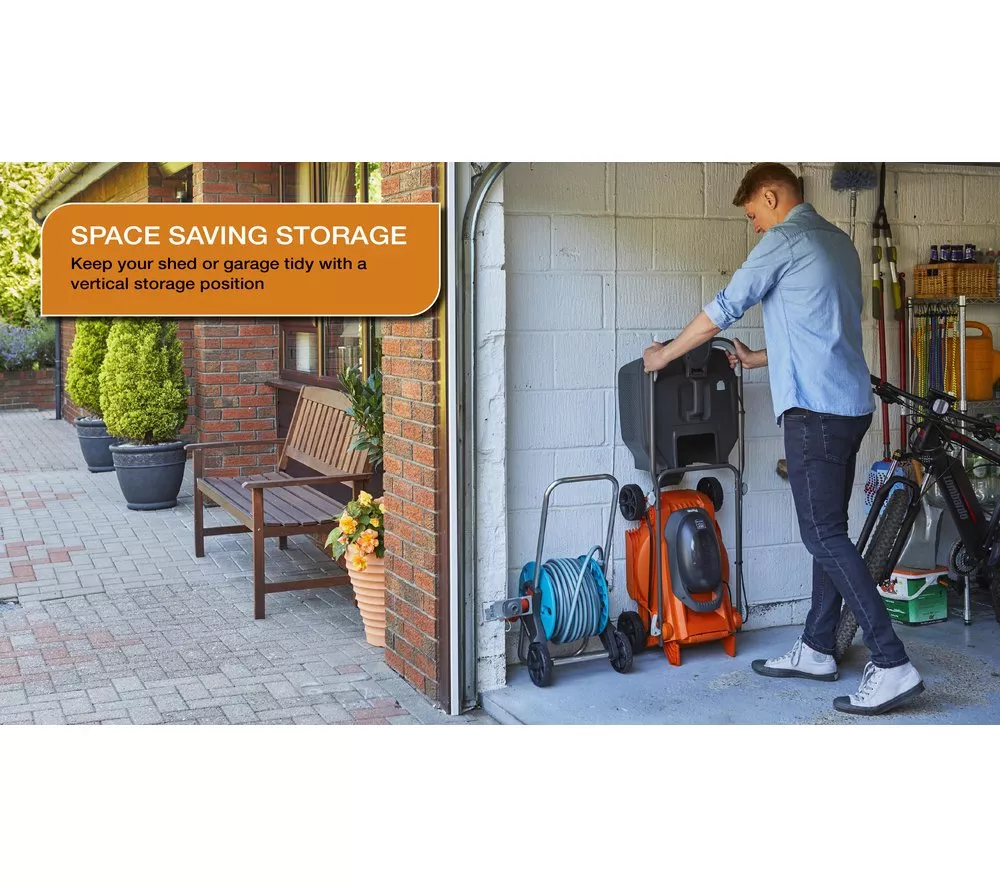 FLYMO EasiStore 380R Cordless Rotary Lawn Mower - Orange & Black