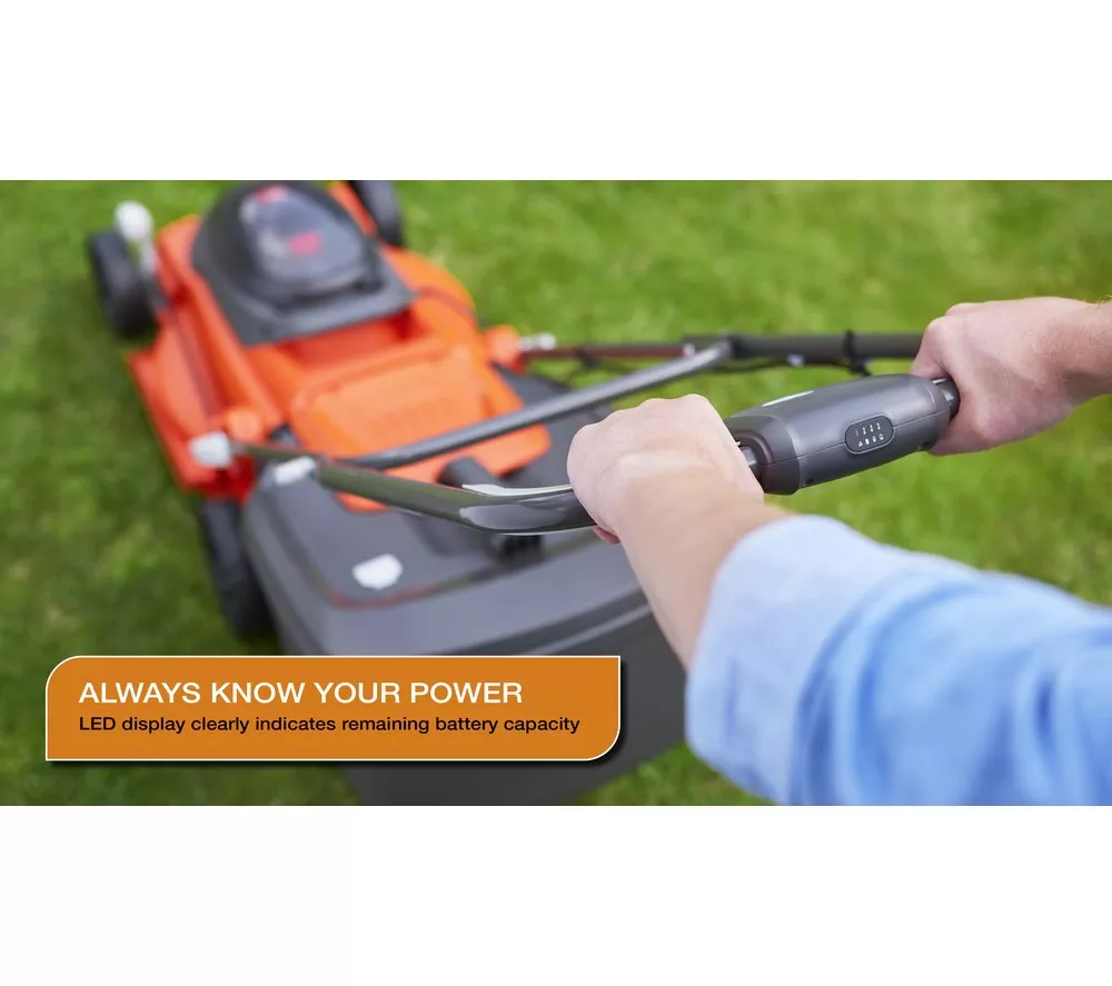 FLYMO EasiStore 380R Cordless Rotary Lawn Mower - Orange & Black
