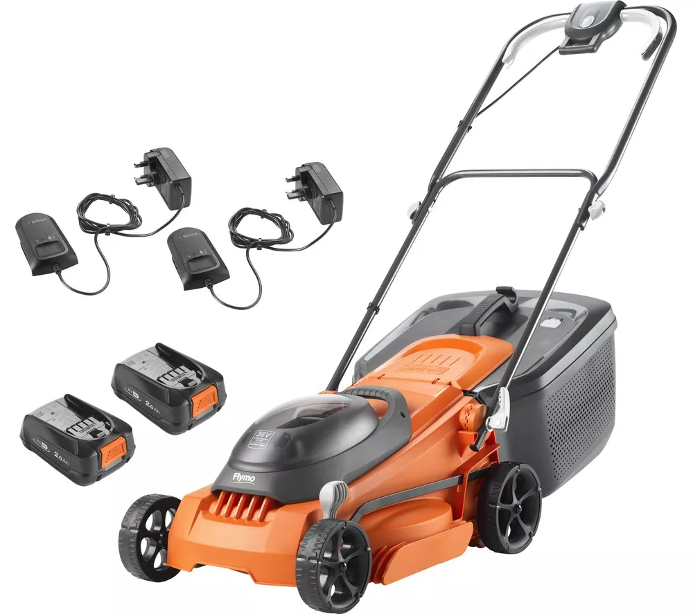 FLYMO EasiStore 380R Cordless Rotary Lawn Mower - Orange & Black