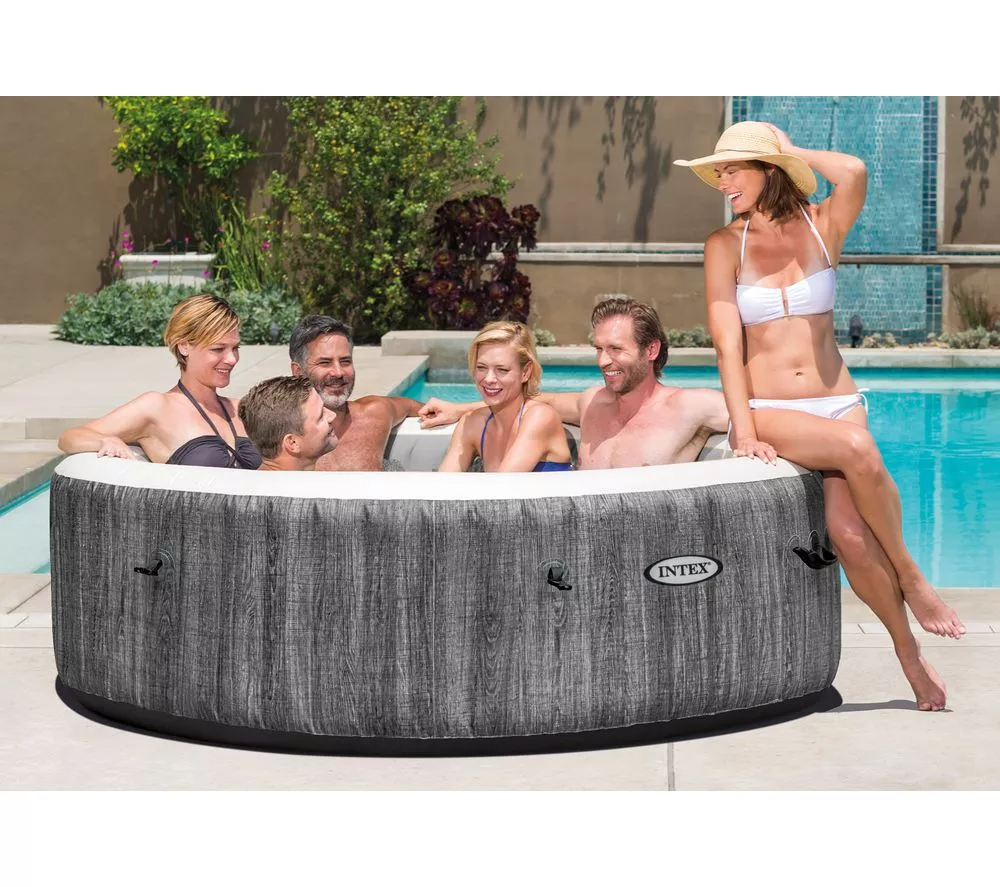 INTEX Pure Spa Greywood Deluxe Inflatable Hot Tub - 6 people Grey
