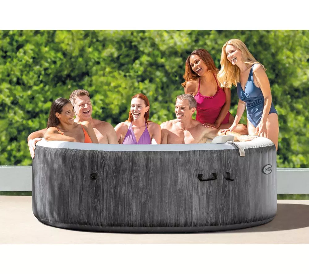 INTEX Pure Spa Greywood Deluxe Inflatable Hot Tub - 6 people Grey