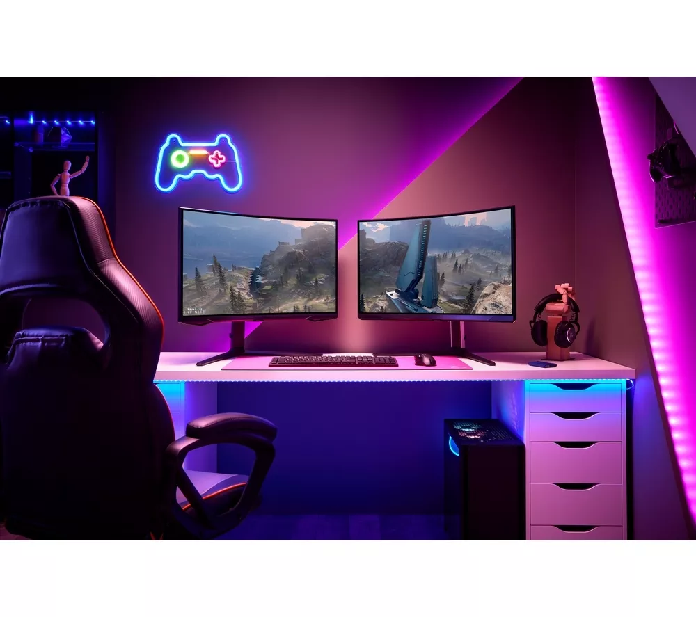 SAMSUNG Odyssey Neo G8 4K Ultra HD 32" Curved Quantum Dot Mini LED Gaming Monitor - Black & White