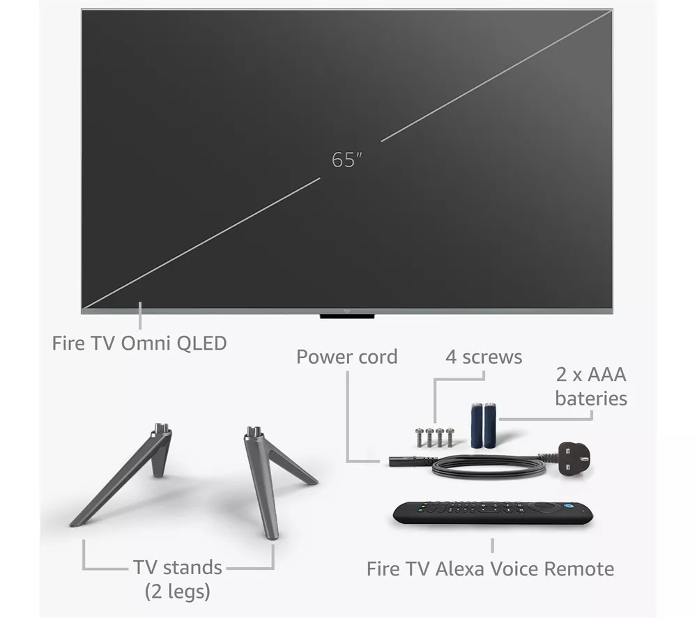 AMAZON Omni QLED Series Fire TV QL65F601U 65" Smart 4K Ultra HD HDR TV with Amazon Alexa