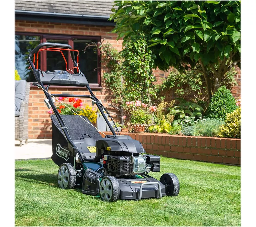 WEBB Classic WER46OES Self Propelled Electric Start Petrol Rotary Lawnmower - Black