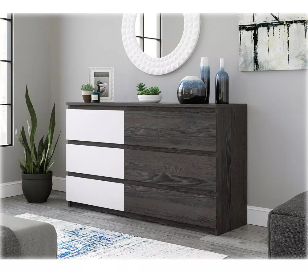 TEKNIK Hudson 5425709 Chest of Drawers - Charcoal Ash & Pearl Oak