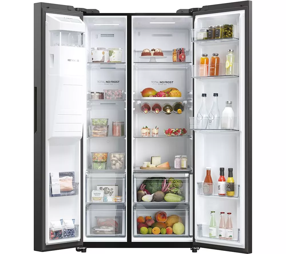 HAIER HSW59F18EIPT American-Style Smart Fridge Freezer - Slate Black
