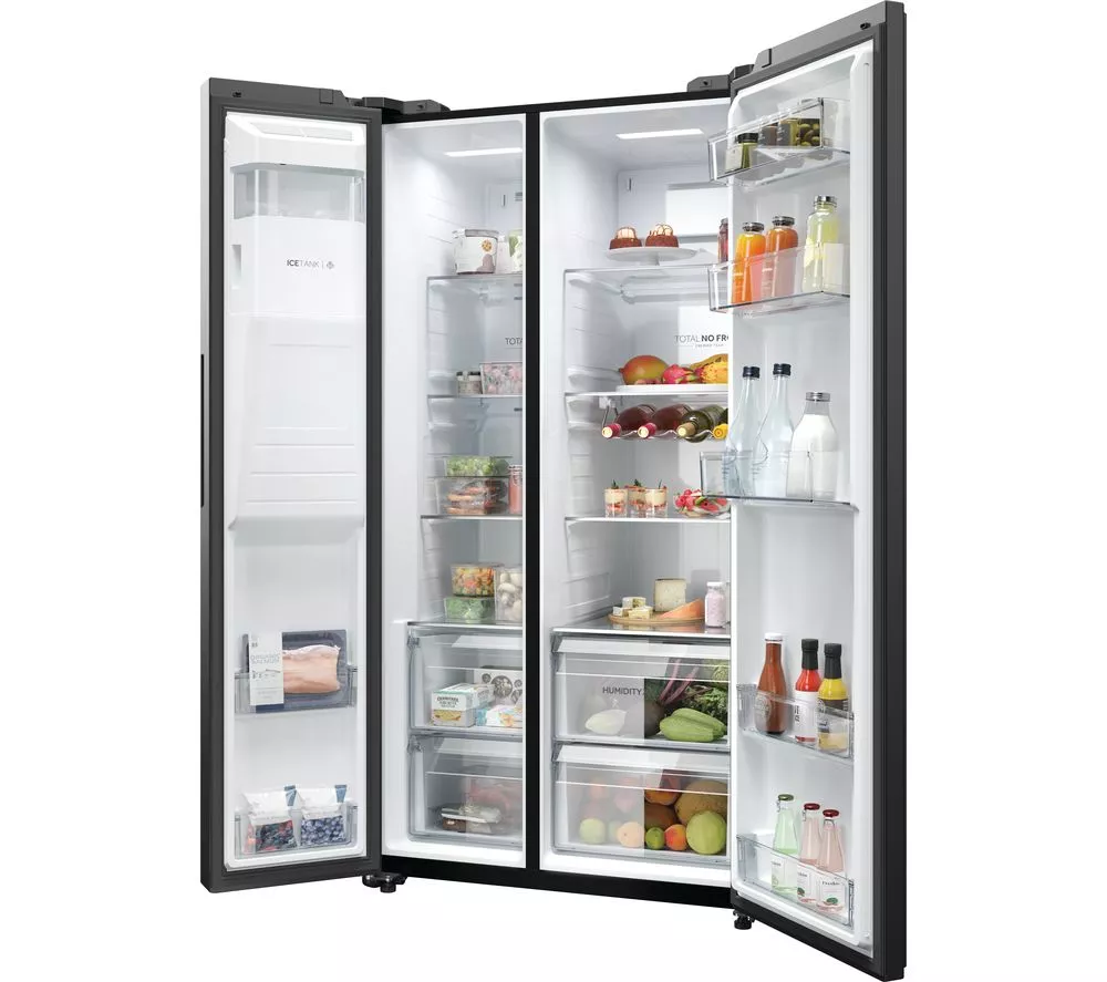 HAIER HSW59F18EIPT American-Style Smart Fridge Freezer - Slate Black
