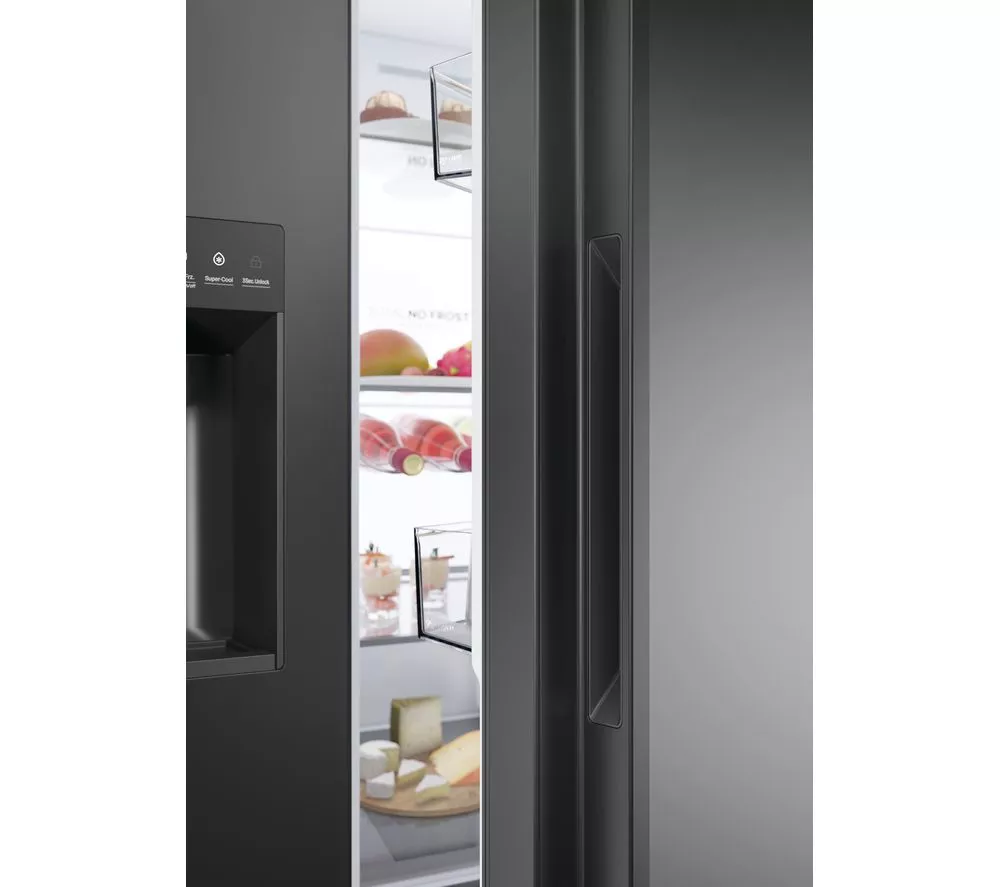 HAIER HSW59F18EIPT American-Style Smart Fridge Freezer - Slate Black