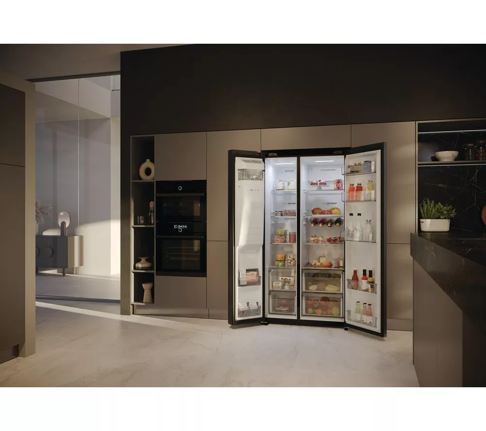 HAIER HSW59F18EIPT American-Style Smart Fridge Freezer - Slate Black