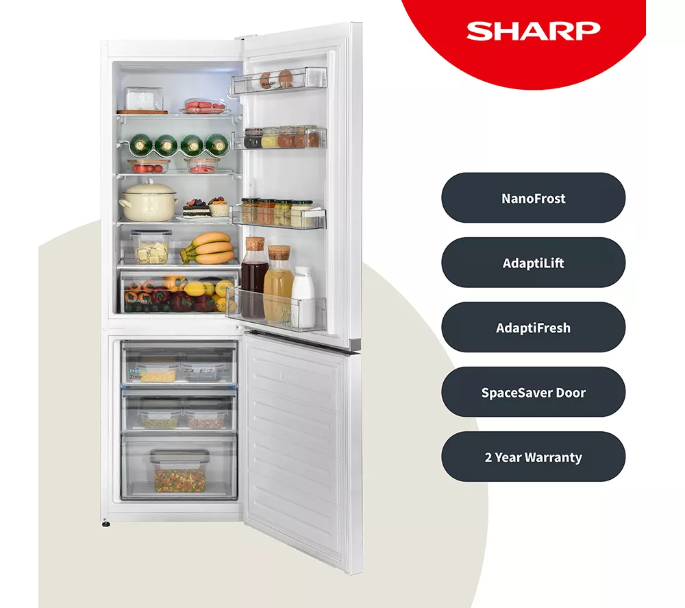 SHARP SJ-BB04DTXWE2-EN 60/40 Fridge Freezer - White