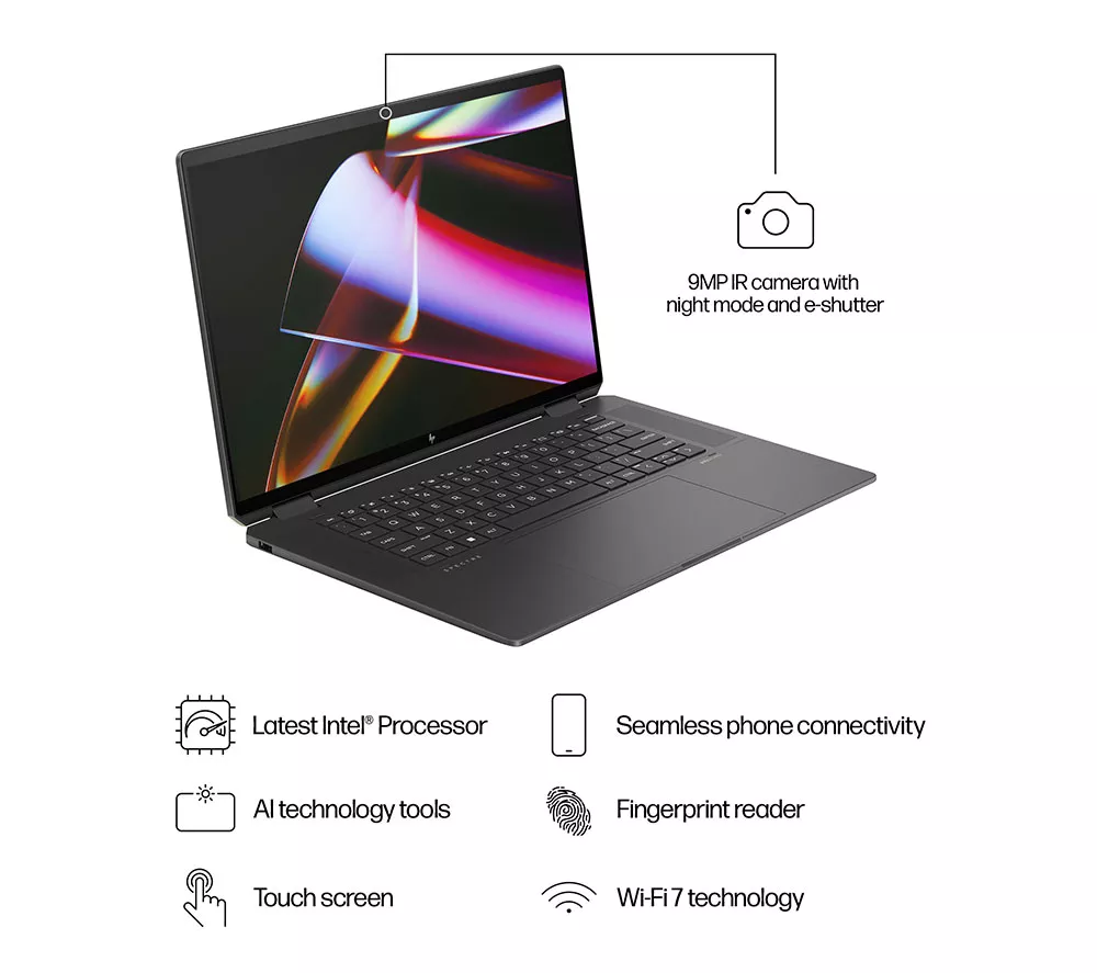 HP Spectre x360 16-aa0500na 16" 2 in 1 Laptop - Intel® Core™ Ultra 7, 1 TB SSD, Black