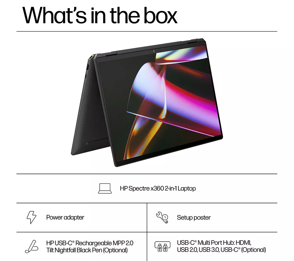 HP Spectre x360 16-aa0500na 16" 2 in 1 Laptop - Intel® Core™ Ultra 7, 1 TB SSD, Black