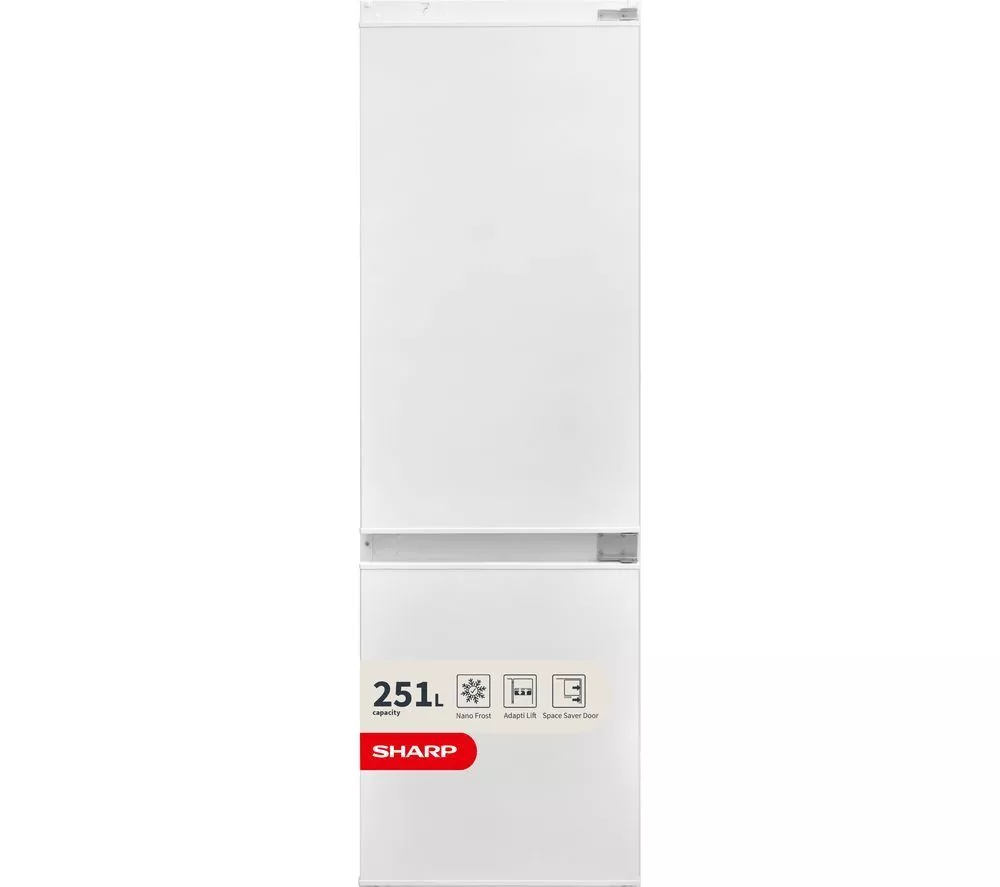 SHARP SJ-BE250M1XS-EN Integrated 70/30 Fridge Freezer - Sliding Hinge