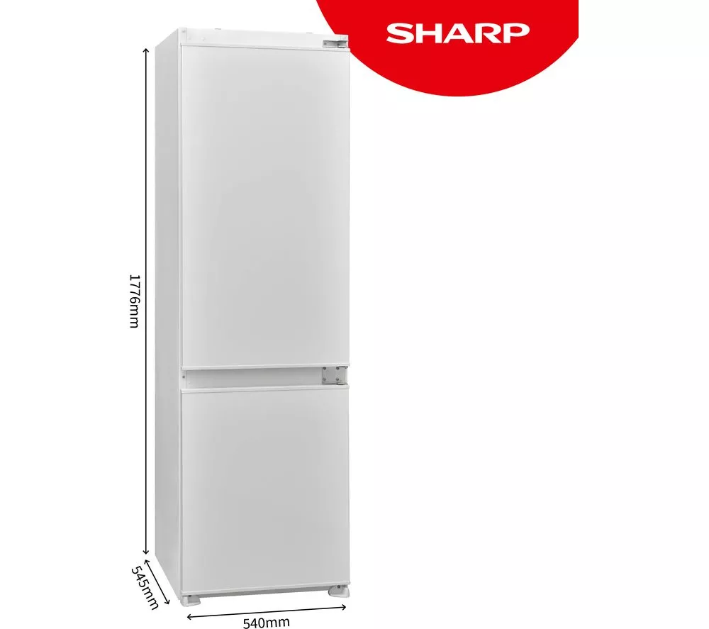 SHARP SJ-BE250M1XS-EN Integrated 70/30 Fridge Freezer - Sliding Hinge