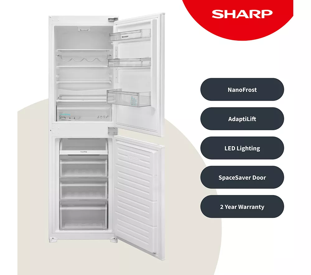 SHARP SJ-BE240M1XS-EN Integrated 50/50 Fridge Freezer - Sliding Hinge