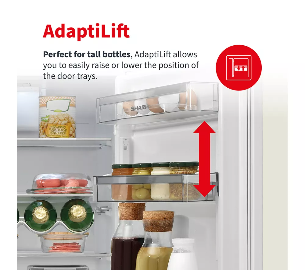 SHARP SJ-BE240M1XS-EN Integrated 50/50 Fridge Freezer - Sliding Hinge