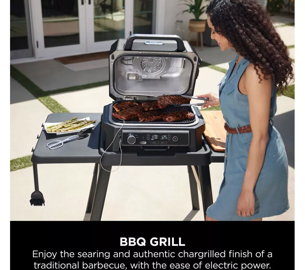 NINJA Woodfire Pro XL OG850UK Outdoor Electric BBQ Grill & Smoker – Black & Grey
