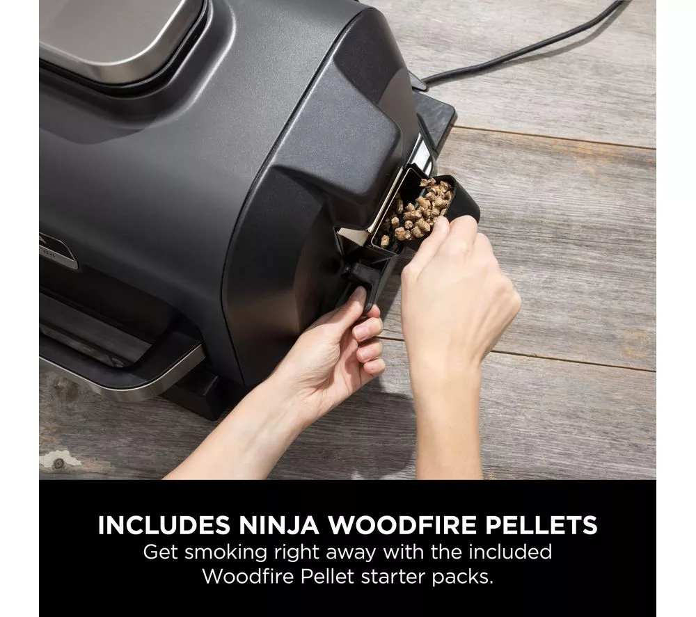 NINJA Woodfire Pro XL OG850UK Outdoor Electric BBQ Grill & Smoker – Black & Grey