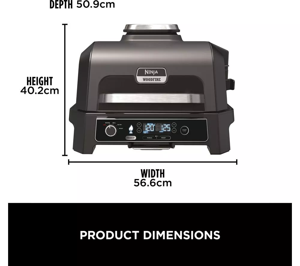 NINJA Woodfire Pro XL OG850UK Outdoor Electric BBQ Grill & Smoker – Black & Grey