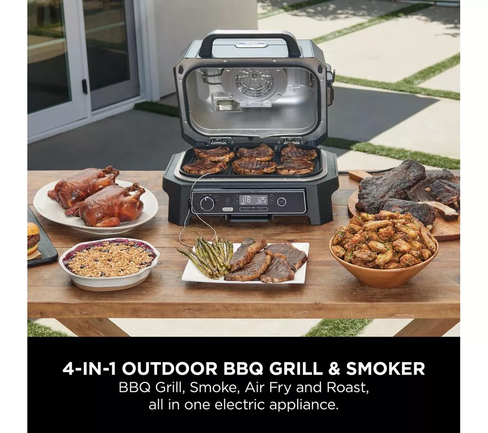 NINJA Woodfire Pro XL OG850UK Outdoor Electric BBQ Grill & Smoker – Black & Grey