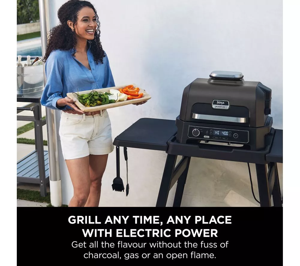 NINJA Woodfire Pro XL OG850UK Outdoor Electric BBQ Grill & Smoker – Black & Grey
