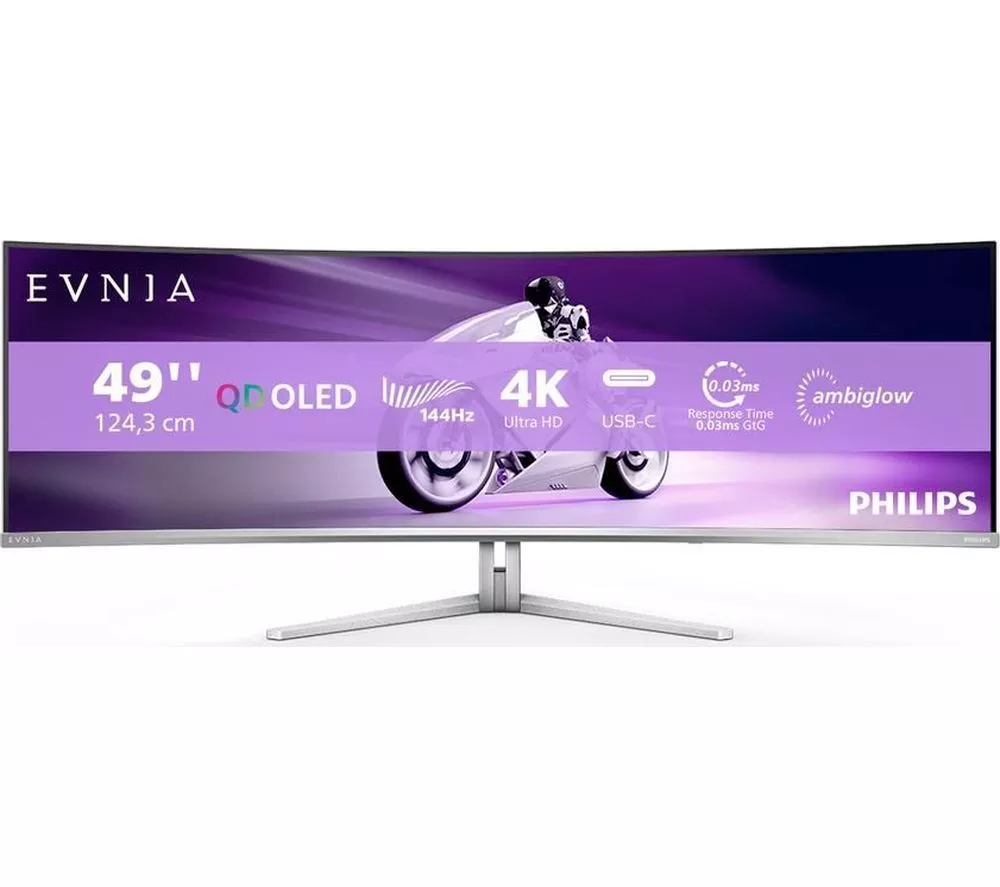 PHILIPS Evnia 8000 49M2C8900L Dual Quad HD 49" Curved Quantum Dot Gaming Monitor - White