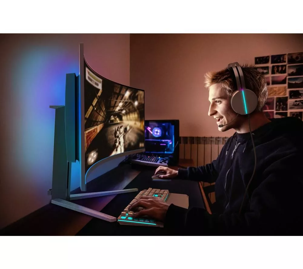 PHILIPS Evnia 8000 49M2C8900L Dual Quad HD 49" Curved Quantum Dot Gaming Monitor - White
